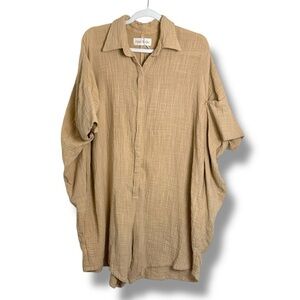 NWOT Myrah Penaloza Cotton Romper Tan Size L/XL Vacation Beach Boho Casual